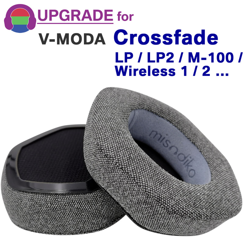 misodiko Upgraded Earpads Replacement XL Cushions for V-MODA Crossfade LP / LP2 / M-100 / Wireless 1 and 2 Headphones (Fabric)
