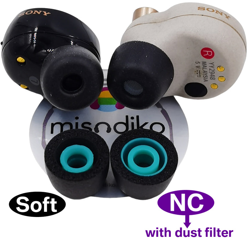 misodiko FT4S Upgraded Memory Foam Earbuds Ear Tips Replacement for Sony WF- 1000XM5/ 1000XM4/ C510/ C710N, LinkBuds S/ INZONE Buds