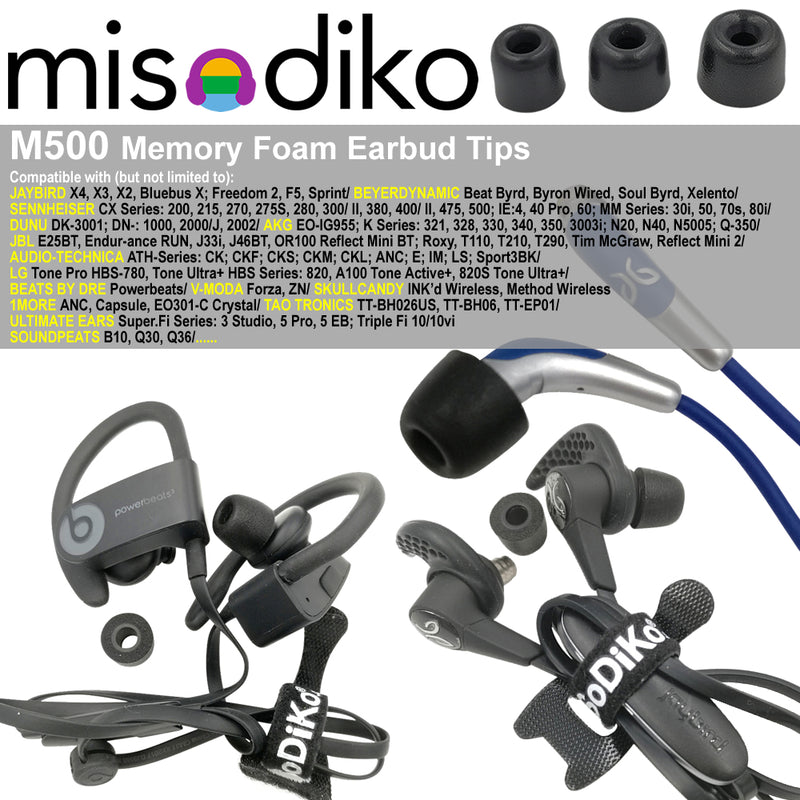 misodiko M500 Memory Foam Replacement Earbuds Tips (3-Pairs)