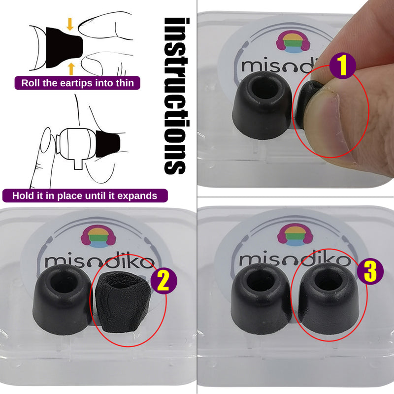 misodiko M300 Memory Foam Replacement Earbuds Tips (3-Pairs)