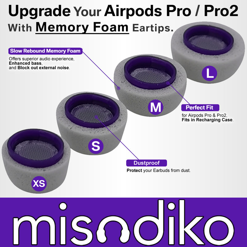 misodiko Memory Foam Eartips Earbuds Tips Replacement for AirPods Pro / Pro2