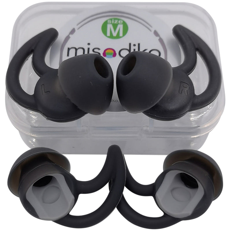 misodiko Silicone Earbuds Tips Replacement for Bose SoundSport Wireless/ Free, QuietControl 30, QuietComfort 20 (Black, 2-Pairs)