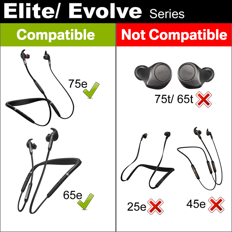 misodiko Silicone EarWings Ear Tips Compatible with Jabra Elite/ Evolve 65e & 75e In-Ear Earphones (2-Pairs)