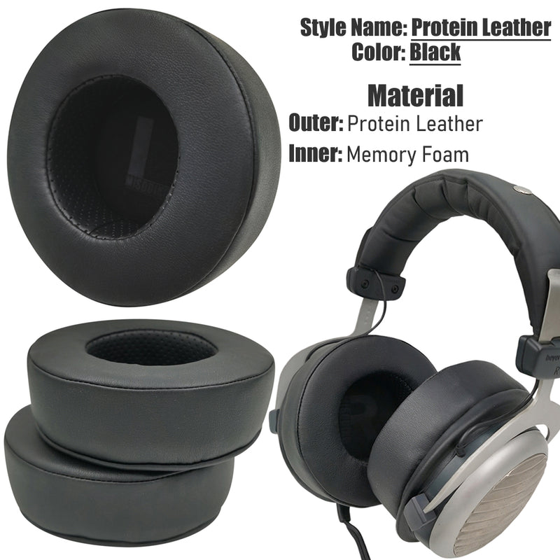 misodiko [XL Round] Replacement Headphones Ear Pads Cushions Suitable for AKG K240 K270 K280 K550 K553, Beyerdynamic DT770 DT880 DT990 DT1770 DT1990 Pro, Superlux HD668B HD681, Samson SR850, Razer Nari, Kraken Ultimate, Kraken Tournament (Protein Leather)