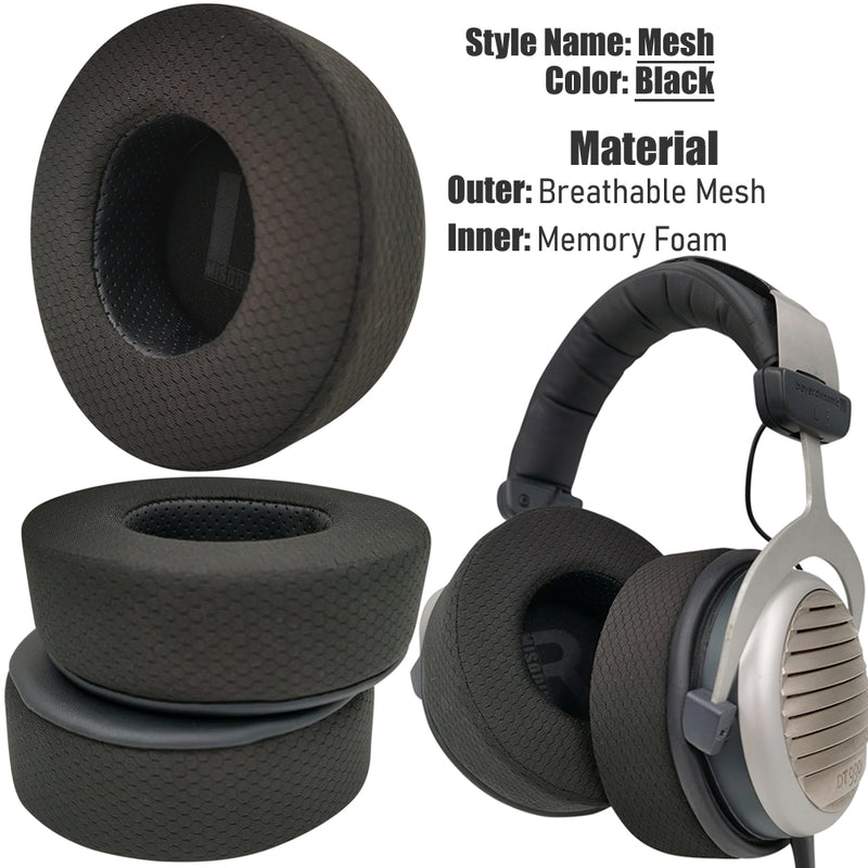 misodiko [XL Round] Replacement Headphones Ear Pads Cushions Suitable for AKG K240 K270 K280 K550 K553, Beyerdynamic DT770 DT880 DT990 DT1770 DT1990 Pro, Superlux HD668B HD681, Samson SR850, Razer Nari, Kraken Ultimate, Kraken Tournament (Mesh)
