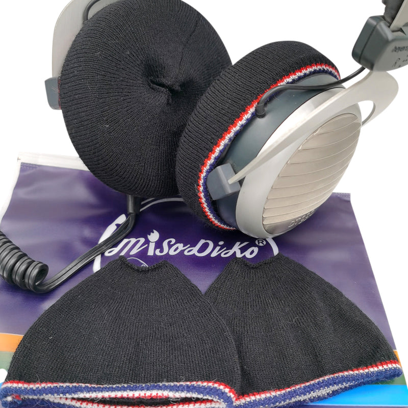 misodiko Stretchable Knit Fabric Earpads Covers Compatible with Beyerdynamic DT 770 880 990 1770 1990 Custom One Pro T1, AKG K240 K270 K280, JVC HARX900 HARX700, Superlux HD668B HD681, SHP9500, Samson SR850 Headphones Ear Cushions Protectors (4Pcs, L)