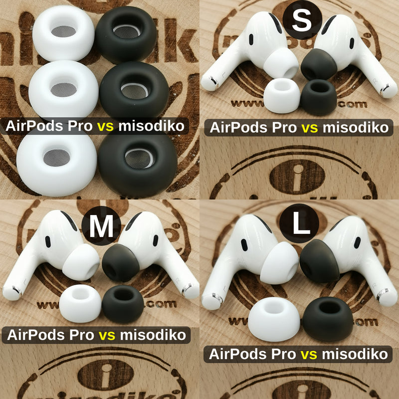 misodiko Comfy Soft Silicone Earbuds Ear Tips for Apple AirPods Pro/ Pro2 (3Pairs, Transparent Black)