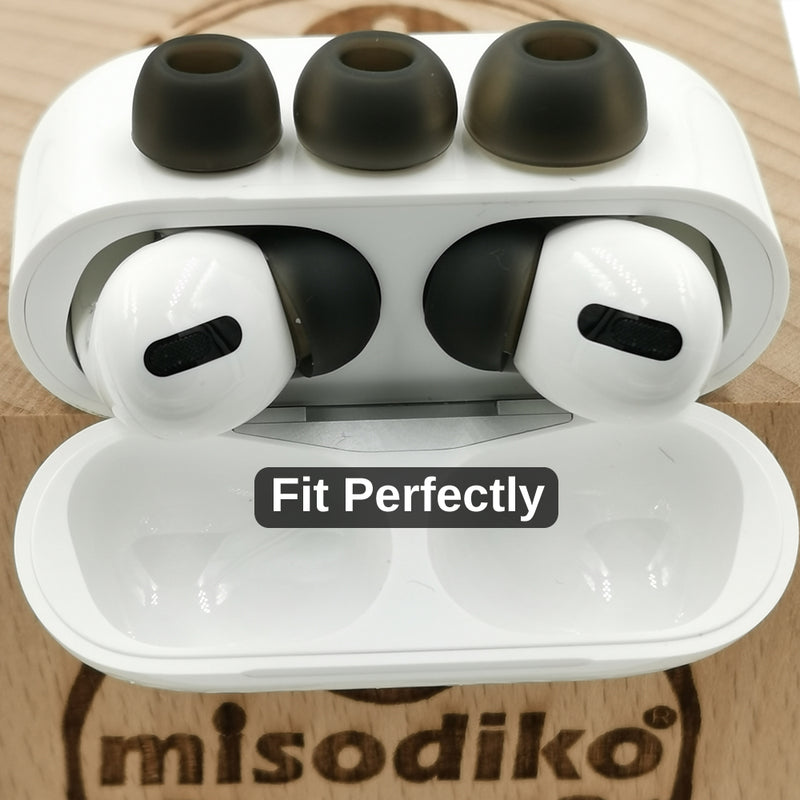 misodiko Comfy Soft Silicone Earbuds Ear Tips for Apple AirPods Pro/ Pro2 (3Pairs, Transparent Black)