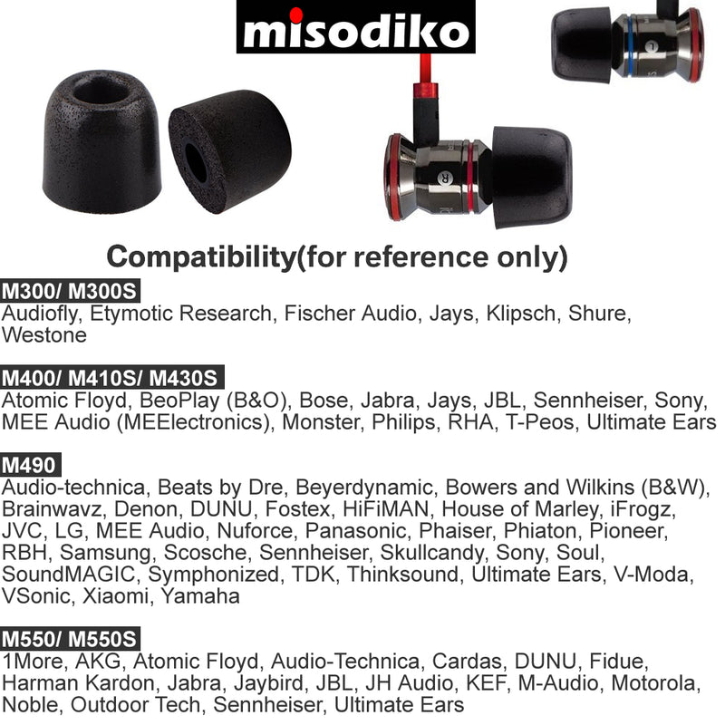misodiko TWS-Lite Memory Foam Earbuds Tips Eartips Compatible with Sony WF-1000XM3 SP800N SP700N SP900 XB700N H800 WI-1000XM2 1000X H700/ 1MORE Stylish E1026BT-I/ Jaybird Run/ Beats Powerbeats Pro/ 3/ 2/ 1, BeatsX, urBeats/ BeoPlay E8