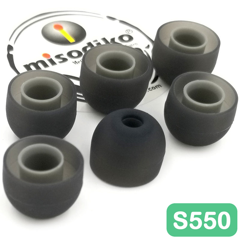 misodiko S550 Silicone Earbuds Tips - for Jaybird X4 X3 X2, BlueBuds X, Freedom/ 1MORE E1001 Triple Driver, E1010/ Photive PH-BTE50/ Plantronics Backbeat GO 3/ LG HBS-760/ QCY QY7, QY8/ Creative Outlier ONE- Replacement Earphones Eartips (3-Pairs)