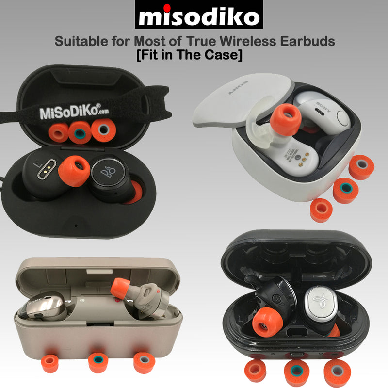 misodiko TWS-Lite Memory Foam Earbuds Tips Eartips Compatible with Sony WF-1000XM3 SP800N SP700N SP900 XB700N H800 WI-1000XM2 1000X H700/ 1MORE Stylish E1026BT-I/ Jaybird Run/ Beats Powerbeats Pro/ 3/ 2/ 1, BeatsX, urBeats/ BeoPlay E8